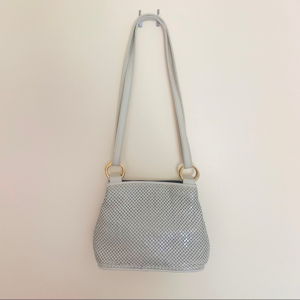 Whiting and Davis Metal Mesh OffWhite Shoulder Bag